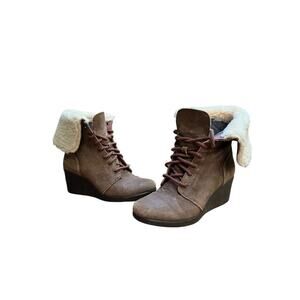Ugg Australia Womens Zea Brown Leather Waterproof Wedge Boots Size 8